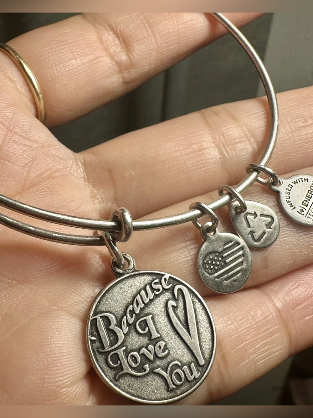 ALEX AND ANI Because I Love You + Energy Silver Tone Bracelet Adjustable
Bangle - Picture 6 of 7